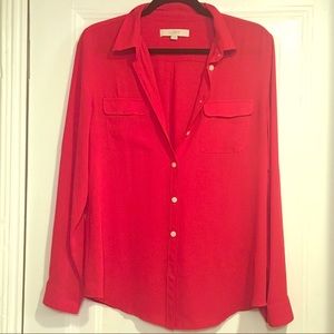Women’s Loft Red Button Down Blouse.